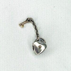 Authentic Pandora Sterling Silver 14k Gold Key to My Heart Lock Dangle Charm